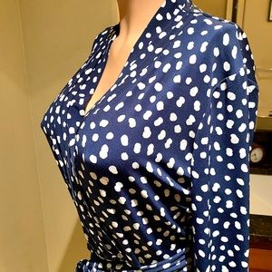 NWT Navy/White Polka Dot Dress by Liz Claiborne, L